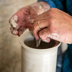 Daniel Boyle at work in his pottery 2019